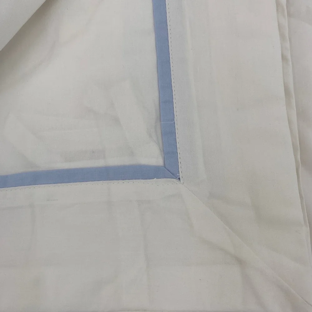Ralph Lauren Palmer Duvet Cover KING White Sky Blue Ribbon Trim 100% Cotton